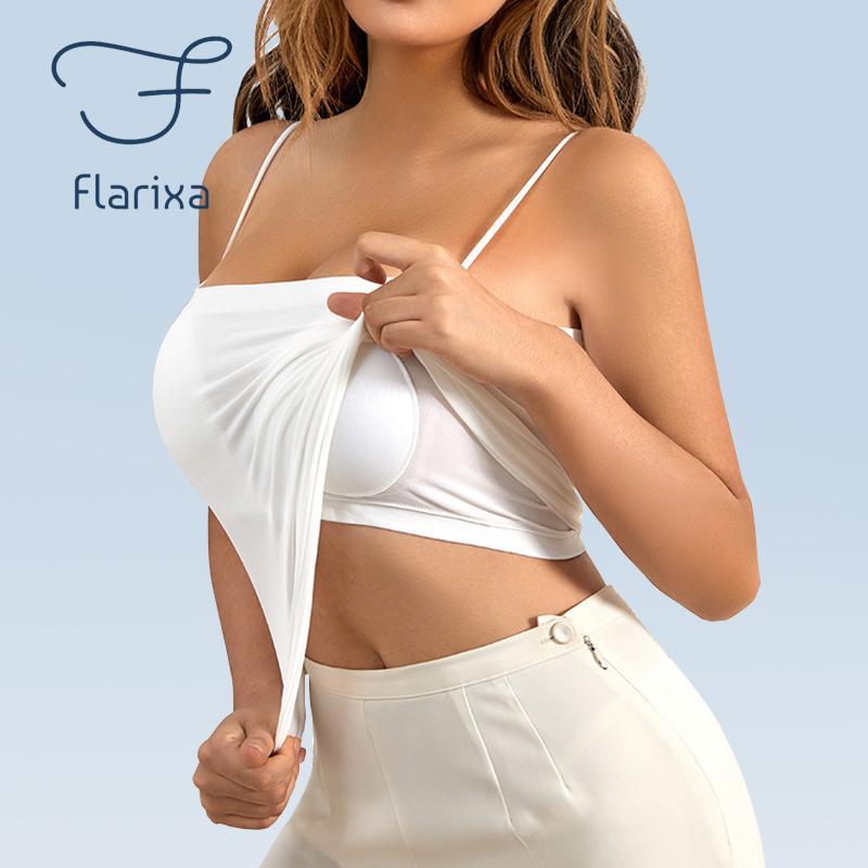 Flarixa Бесшовный Топ-Камисоль с Набивкой Push-Up для Женщин с Чашечками, Без Рукавов, Майка, Формирующий Тело, Эластичный Жилет, Нижнее Белье