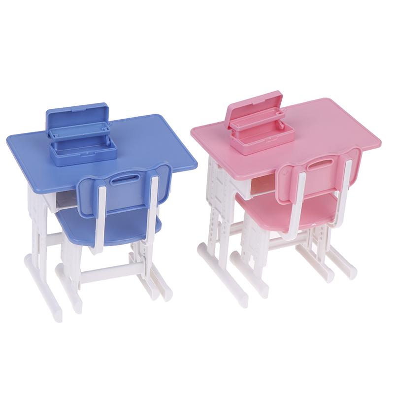 1 комплект миниатюрный кукольный домик школьная парта стул + пенал ролевые игры канцелярская модель для кукольных аксессуаров игрушка