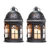 2Pcs Vintage Candle Holder Lantern Metal Hanging Candleholder for Indoor Outdoor Weddings Home Decor (Black)