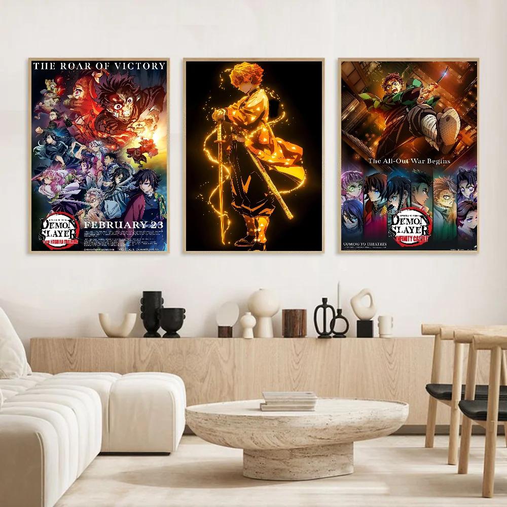 Аниме Фигурка Клинок Рассекающий Демонов Постер HD арт липкий на стену водонепроницаемый дом гостиная спальня бар эстетичное украшение