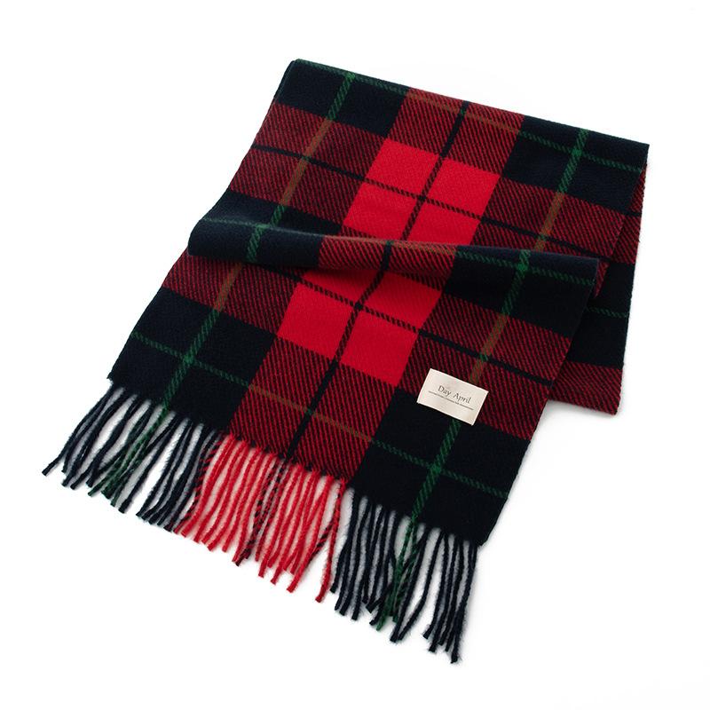 New Scarf Autumn and Winter Warm Women's Versatile Gift Plaid Shawl Imitation Cashmere Fringed Plaid Scarf New Year