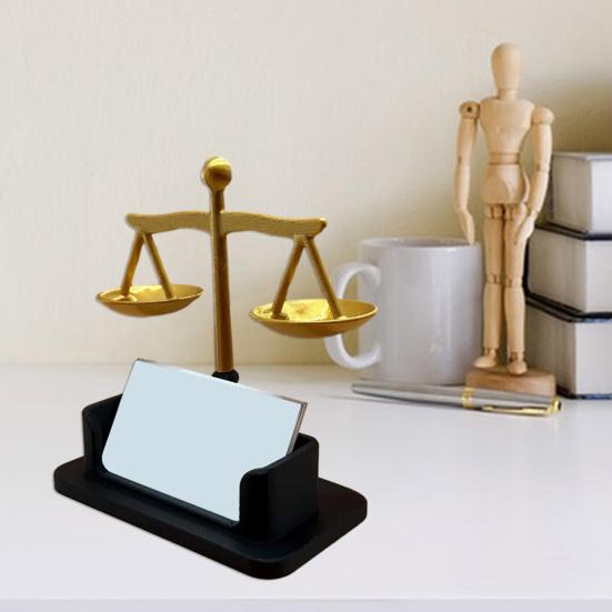 Подставка для визиток Весы правосудия Подставка для карточек Практичный декоративный настольный органайзер для юридического офиса и профессионального использования