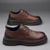 Leather Shoes Men's 2025 Autumn New Business Dress Genuine Leather Men's Shoes Platform Non-slip British Style Casual Block Shoes