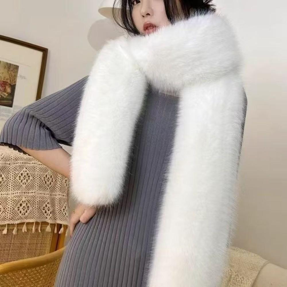 Elegant Plush Neck Warmer Long Fluffy Long Scarf Fashion Imitation Mink Fur Scarf Daily