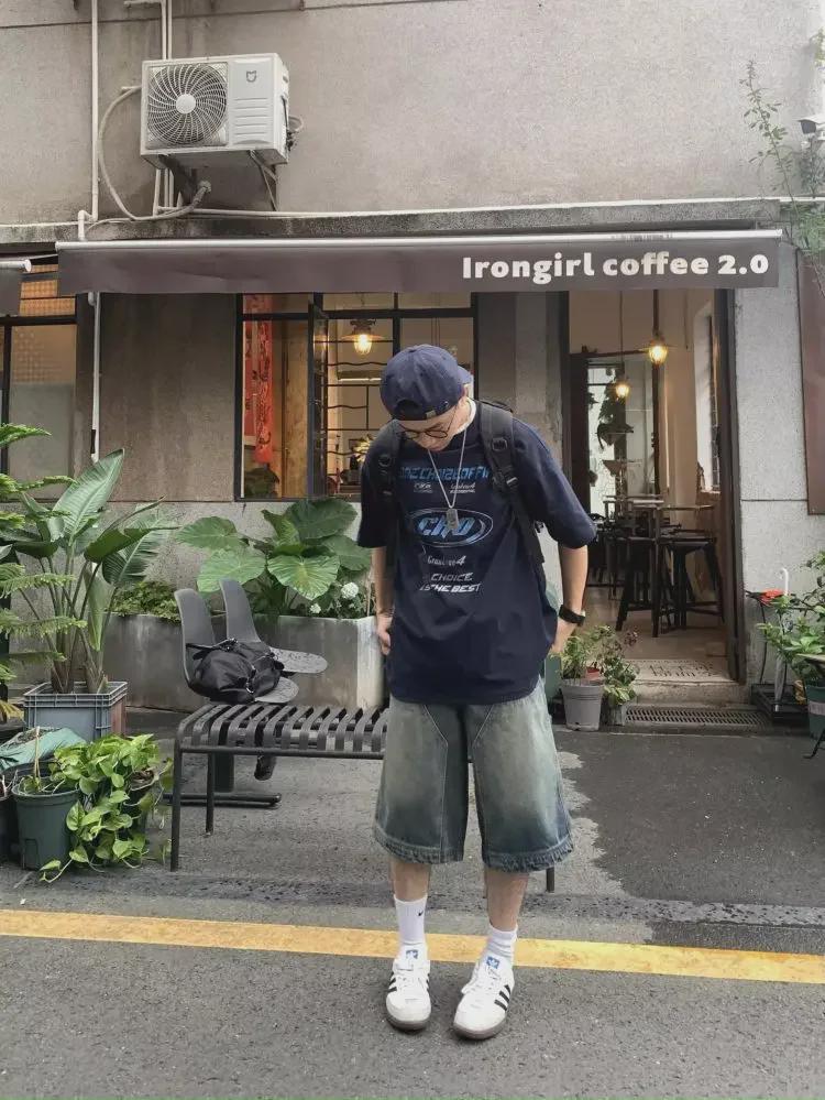 Унисекс ретро джинсовые шорты с эффектом потертости: Свободные, повседневные, прямые, широкие укороченные брюки