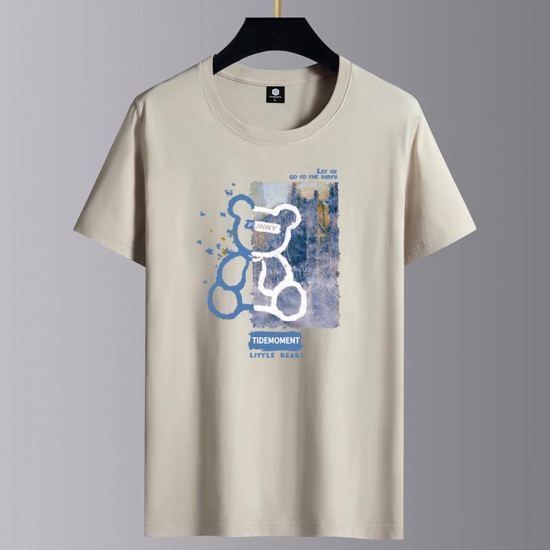 Мужская летняя 2025 хлопковая свободная повседневная футболка с коротким рукавом