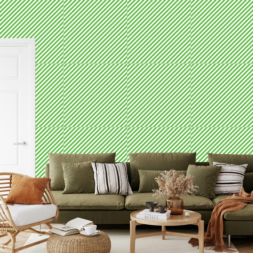 Mint and green striped wallpaper for living room and bedroom 50x1000