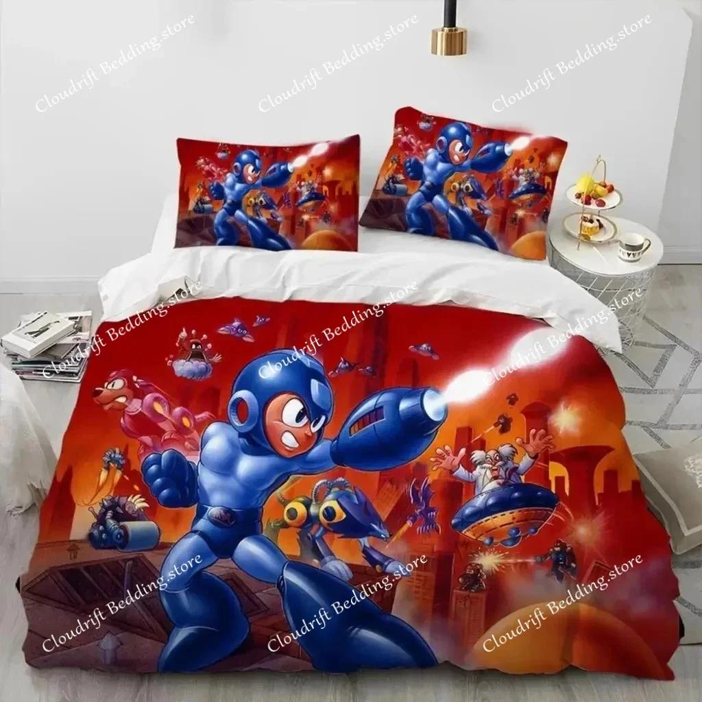 3D Печать Рокмен Мегамен Игровой Мультяшный Комплект Постельного Белья Мальчики Девочки Размер Twin Queen Пододеяльник Наволочка Постель Дети Взрослые026