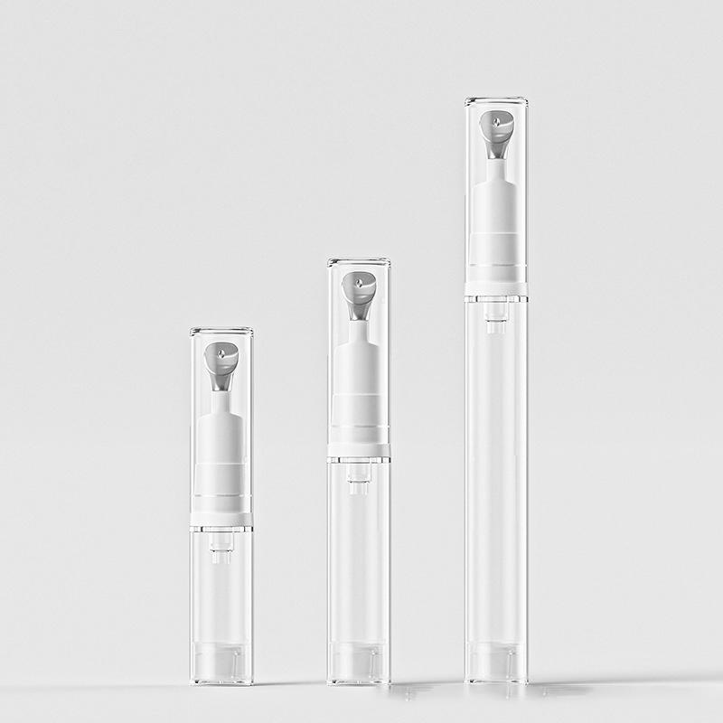 Роскошный пластиковый контейнер для крема-геля для глаз объемом 5/10/15 мл с плоским аппликатором, безвоздушный флакон для крема для глаз с металлическим наконечником