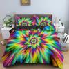3D Abstract Duvet Cover King Queen Size Colorful Ripple Bedding Set Psychedelic Geometric Soft Comforter Cover with Pillowcase