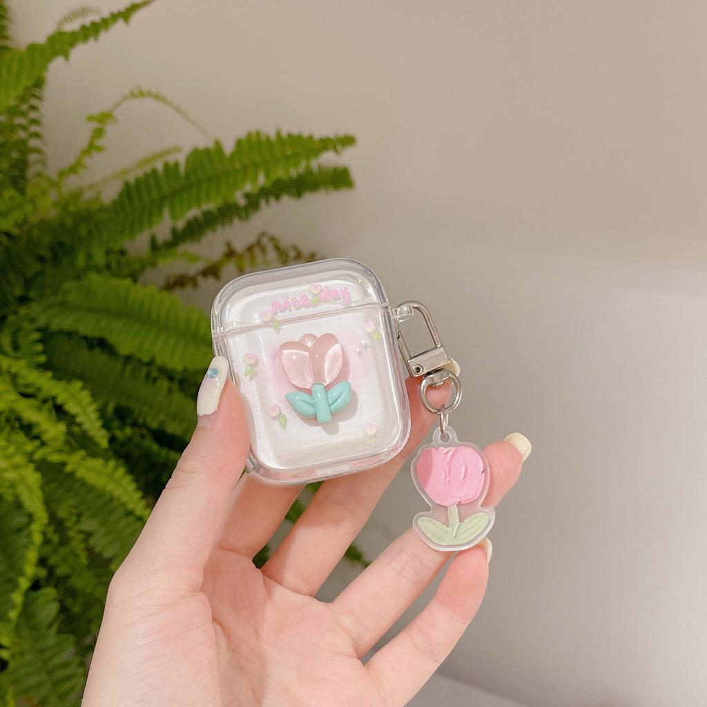 Беспроводная зарядная коробка Bluetooth с мультяшным 3d цветком для Apple Airpods 3 Pro 2nd 2 1, милый брелок для ключей, чехол для наушников Conque Capa
