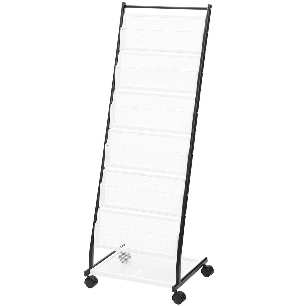 Brochure Display Rack 6-Tier Magazine Literature Display Stand 4 Wheels