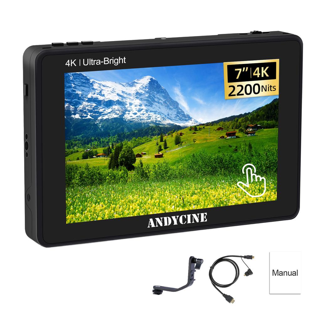 ANDYCINE C7 7-дюймовая зеркальная камера, полевой монитор, сенсорное управление, режиссерский видеомонитор, 3D Luts, 2200 нит