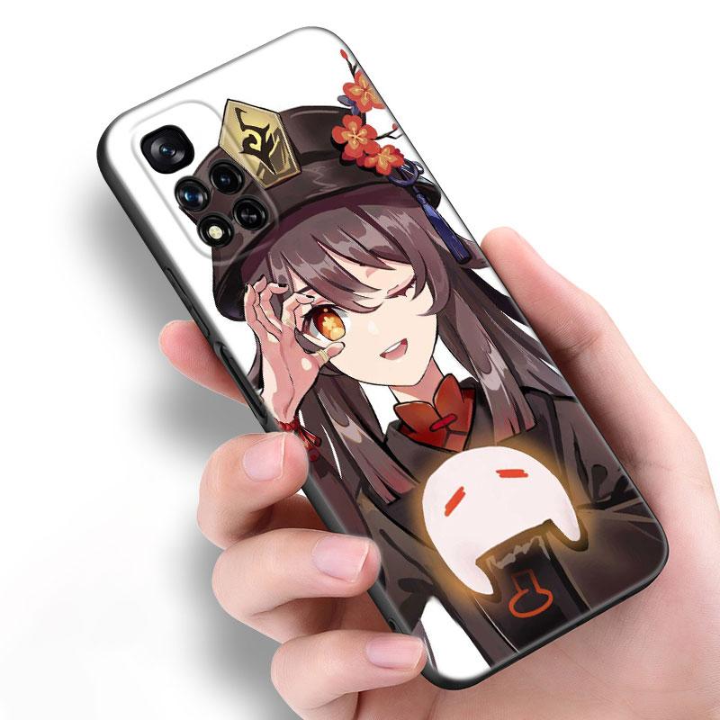 Hu Tao Genshin Impact черный силиконовый чехол для телефона Xiaomi POCO X3 X4 NFC F5 M3 M4 M6 X5 X6 Pro F3 F4 GT 5G C55 C65 M5