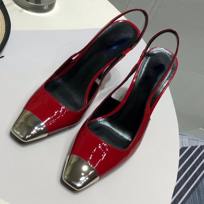 Новые элегантные летние сандалии на высоком каблуке-шпильке с металлическим квадратным носком для женской обуви