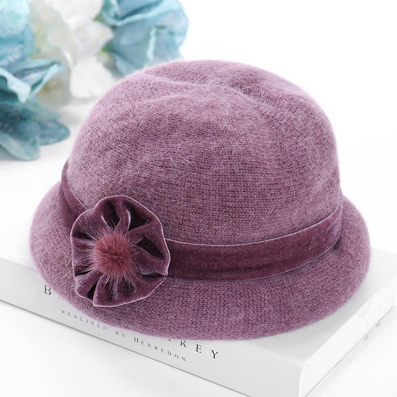 Теплая вязаная шапка из кроличьей шерсти для пожилых людей среднего возраста на осень-зиму, для бабушки, свекрови, тети, шапка с бархатной пряжей для мамы