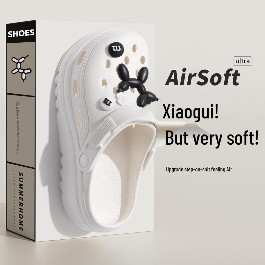 Женские черные нескользящие пляжные клоги на толстой подошве 2025 года для комфортной летней носки