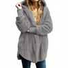 Women's Fashion Solid Color Pocket Button Hooded Plush Coat