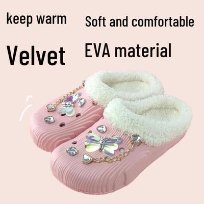 Модные удобные хлопковые тапочки-бабочки для дома на плоской подошве унисекс, теплые, в стиле цепочки