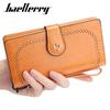Baellerry Women's Long Purse Vintage Fashion Wallet Zipper Coin Purse Simple Card Holder Multi-card Slot Clutch Bag with Lanyard