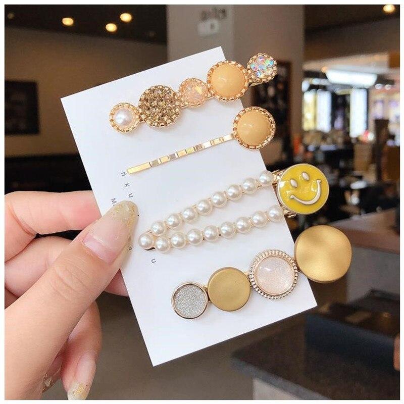 Fashion Acrylic Pearl Hair Clips Set Sweet Flower Hair Barrettes For Women Girls Korean Geometric Hair Accessories Jewelry 2022