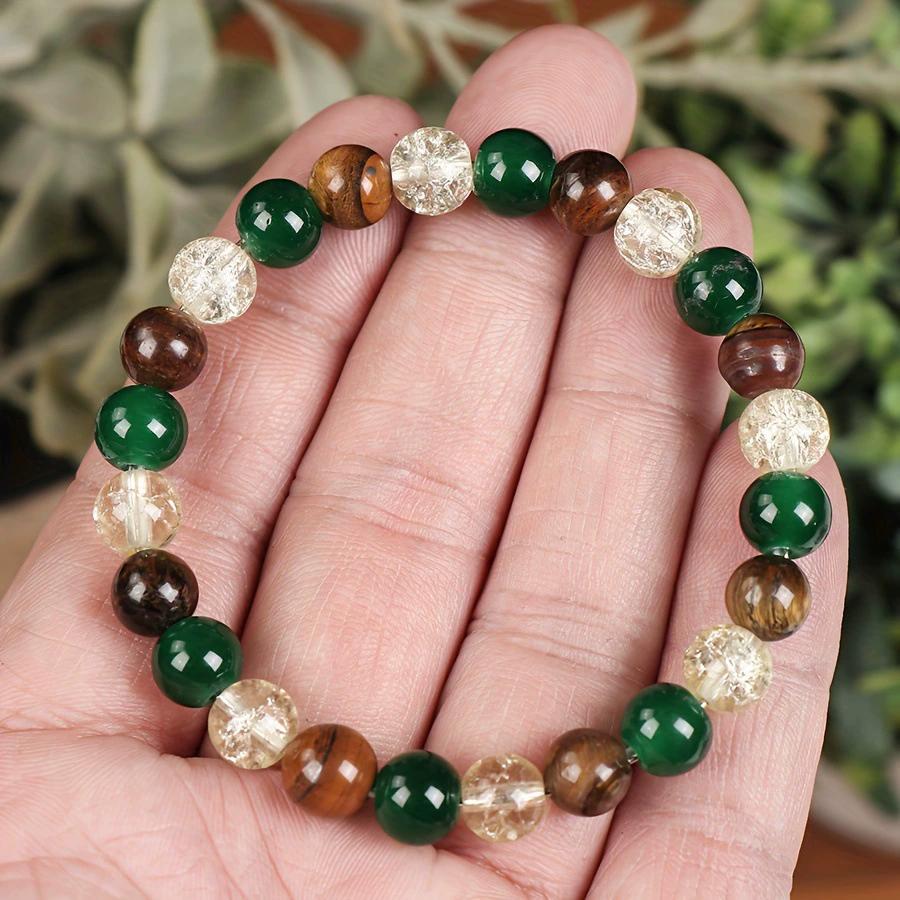 Хороший зеленый агат ювелирные изделия для привлечения богатства модный браслет из бисера тигровый глаз подарок натуральный камень