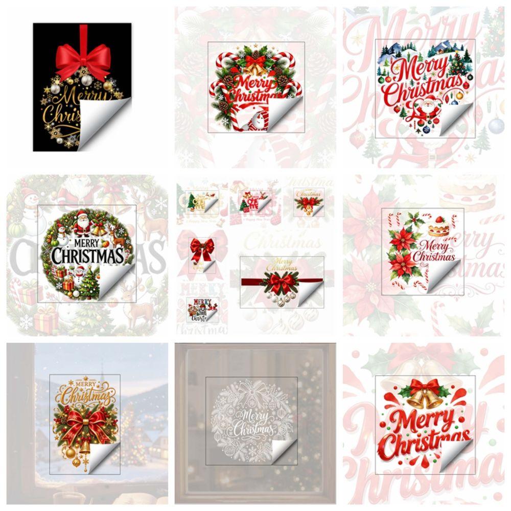Waterproof Static Glass Cling Removable Festive Room Decoration Christmas Window Sticker Tenant