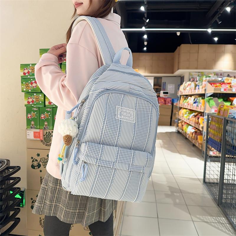 Полосатый рюкзак Студенческий школьный портфель Для поездок на работу Рюкзак большой вместимости