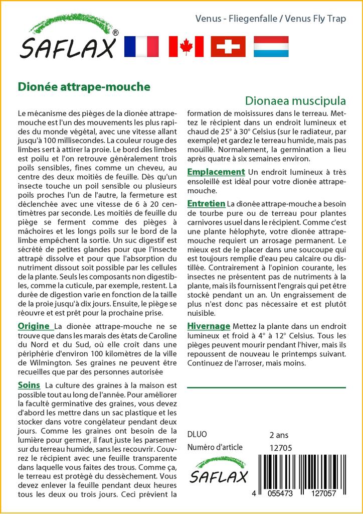 SAFLAX Венерина мухоловка - 10 семян - С горшечным субстратом для лучшего выращивания - Dionaea muscipula