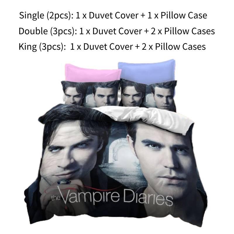 Комплект постельного белья с 3D-принтом «Дневник вампира», мягкий и прочный материал из полиэфирного волокна