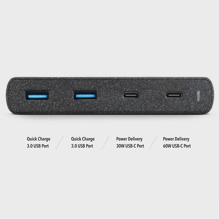 Ładowarka sieciowa 90W UNIQ Quick Charge 3.0 2xUSB + 2xUSB-C Czarna