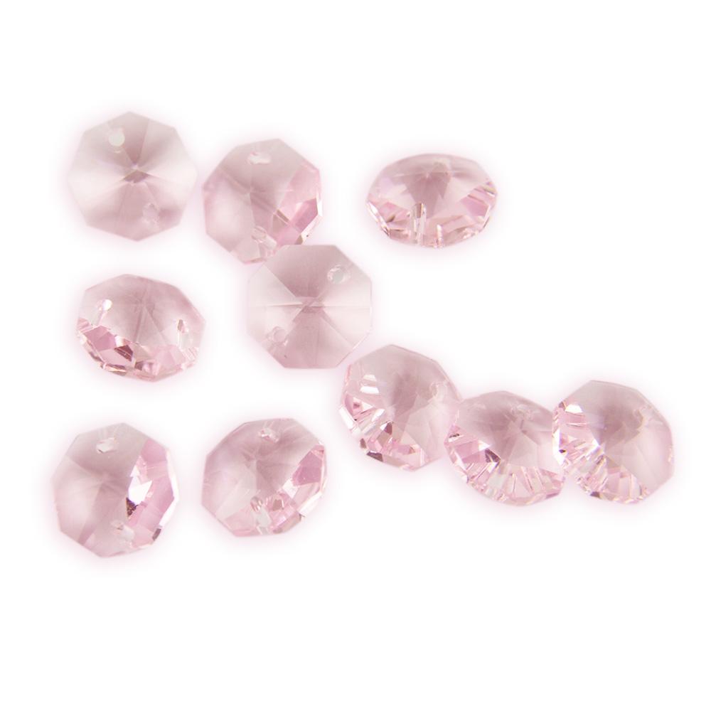 100Pcs 14Mm Crystal Chandelier Parts Glass Octagon Beads In 1 Hole/2 Holes Diy Strand Accessories Sucatchers For Home Decoration