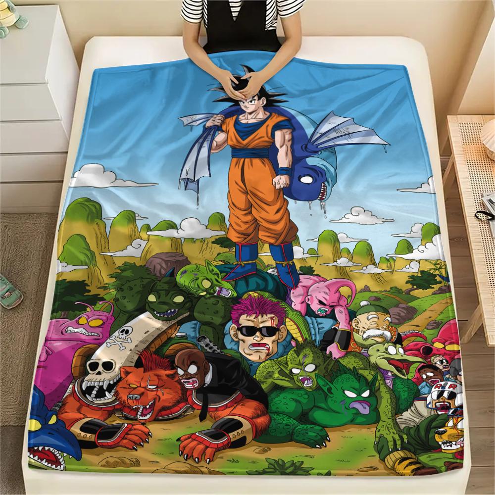 Dragon Ball Characters pattern Flannel Blanket, High quality Comfortable for All Seasons, Home Decor, Warmth and Comfort, Perfect for Gifts.