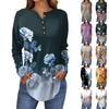 Футболки для женщин, осенние повседневные рубашки с длинным рукавом на пуговицах, толстовки с винтажным графическим принтом, топ-пуловер