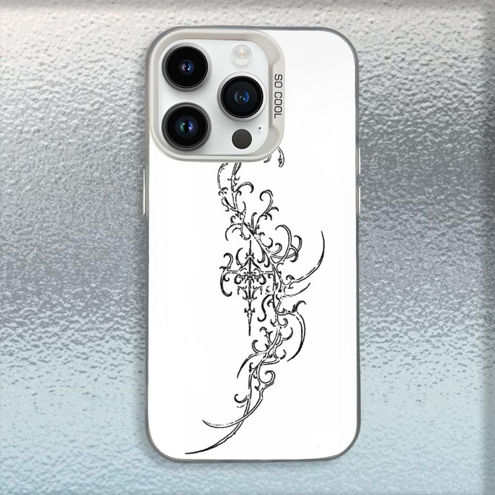 Готический Кибер Сигил Крест Чехол для Телефона Для iPhone 16,15,14,13,12,11,Mini,Pro,MAX Белый Матовый Ударопрочный Чехол