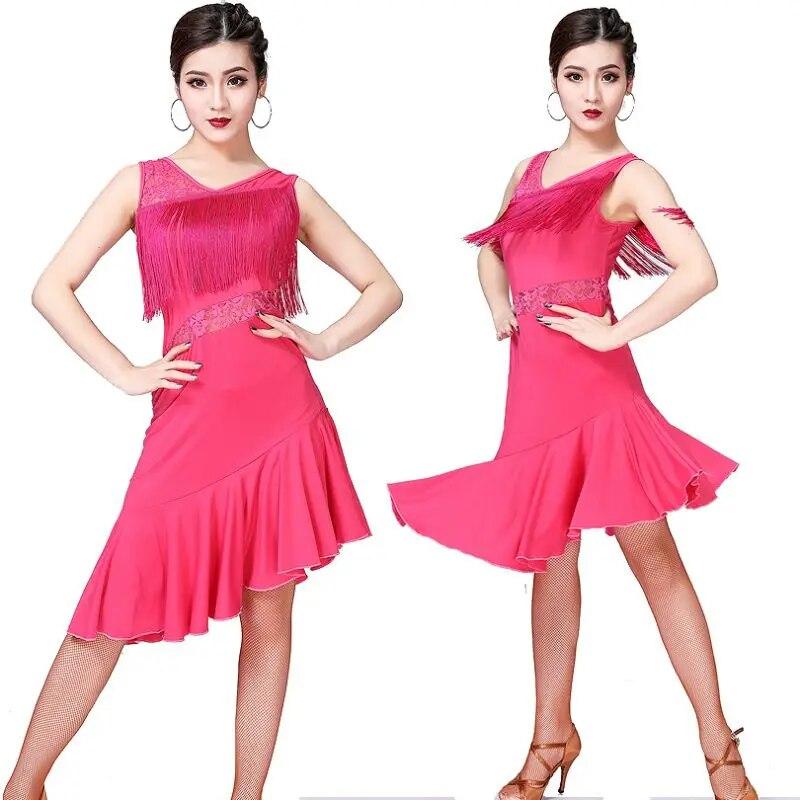 Кружевной жилет с v-образным вырезом без рукавов и бахромой Юбка для латинских танцев Одежда для тренировок