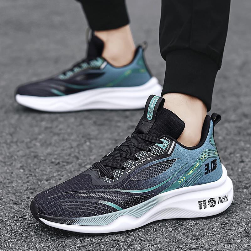 Lightweight Men Low Cut Athletic Shoes Breathable Microfiber Genuine Leather Pu Inner Lace Up Round Toe Daily Walking Athletic Shoes