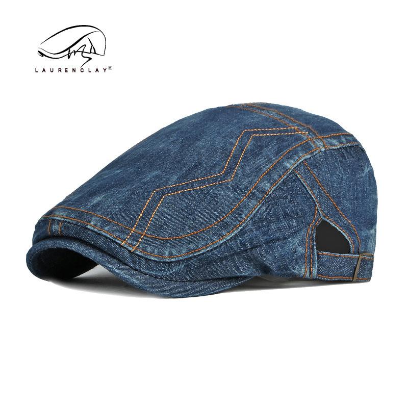 Cowboy hat men's spring summer thin breathable cap women's British retro washed cotton beret forward hat