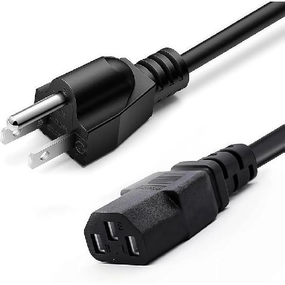 Kado 3 Prong AC Power Cable 1.5m, 5 Feet 125 Volts 10 Amps Power Cord for Electronics, Dekstop PC, TV, Computer, Printer, Radio, Monitor, Sceptre,