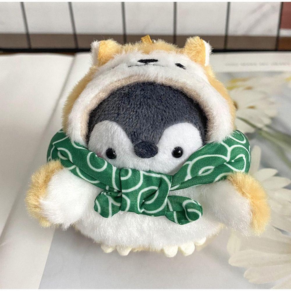 Tourist Hat Penguin Plush Key Ring Cartoon School Bag Keychain Cute Key Pendant  Men Women