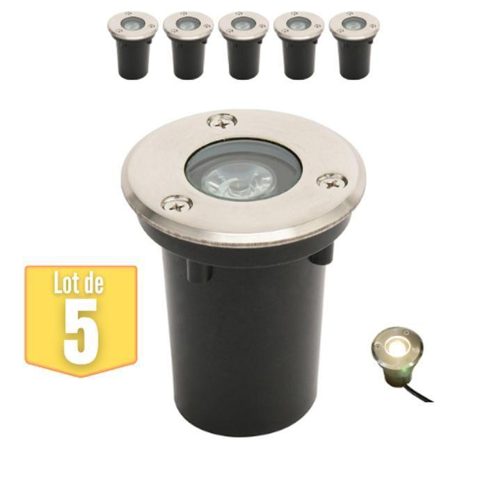 Lot de 5 Spots LED encastrables étanches 1W 100lm 4000K IP67