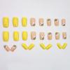 24 Pieces Simple Yellow with Gentle and Cute Sweet Flowers  Style Short Styles, Small Fresh Fake Nails, Wearing Armor