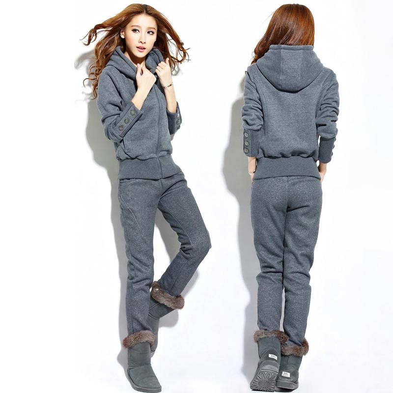 Winter Women Two Piece Set Tracksuit Sports Long Sleeve Sweatshirts Joggers Suits Running Set Workout Gym Sportswear Hoodie