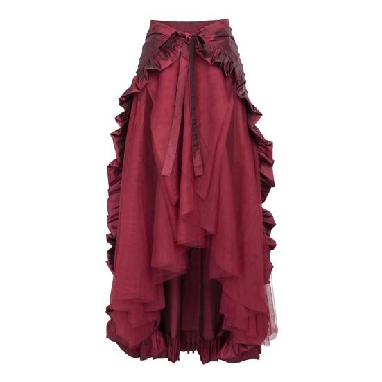 Женская юбка на Хэллоуин, косплей, нерегулярный подол с рюшами, на шнуровке, с высокой талией, в сетку, в стиле пэчворк, стимпанк, викторианское представление, ролевая игра, фотография, танцы