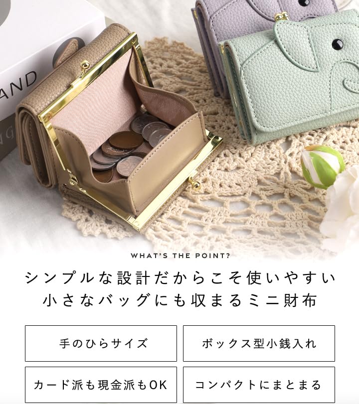 Мини-компактный женский кошелек-трифолд Lizdays с застежкой-слоником, (Лососевый розовый)