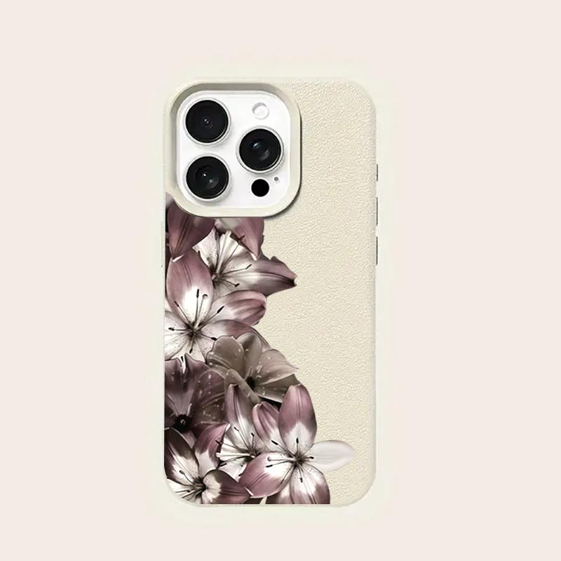 Темно-фиолетовый цветок лилии Личи текстура Чехол для телефона Для iPhone 11 12 13 14 15 16 17 Pro Max 14 15 Plus 17 Air Силиконовый Мягкий чехол