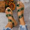 Yellow Embroidered Faux Flower Fashion Sandals Flat Plus Size 43 Summer Outdoor Beach Shoes Travel Mom Shoes