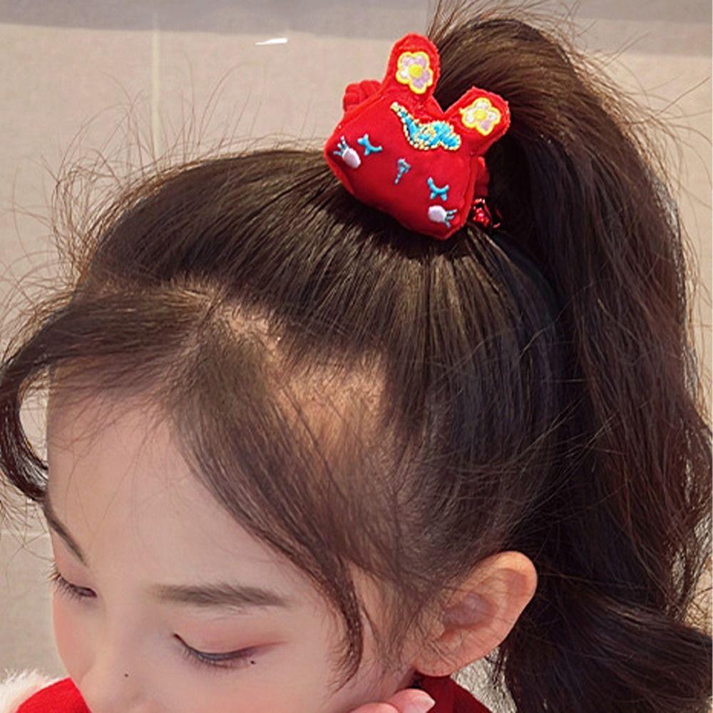 Pearl Plush Lion Tassel Hair Clips Bear Children Dragon Rubber Band Dragon Plush Scrunchies Kids