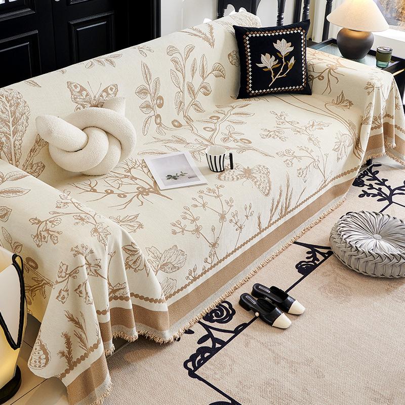 Retro French Sofa Towel Cover Cloth Full Covered Chenille Four Seasons Universal Light Luxury High Sense Sofa Cushion Cover