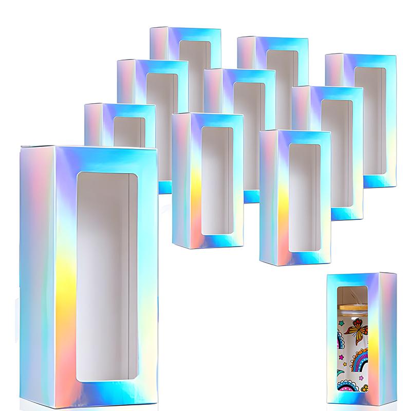 10 шт. Прозрачная выставочная коробка, подарочная коробка с окном, праздничные подарки, лазерные упаковочные коробки, черные 20x8x8 см